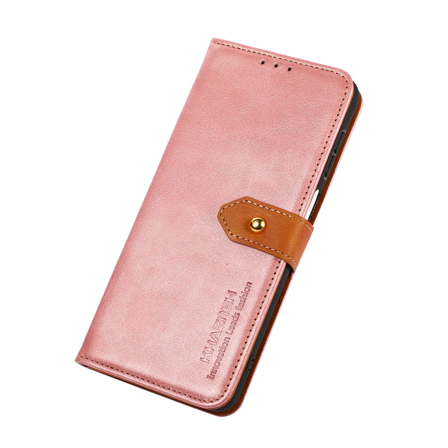 KHAZNEH For Honor X8a 4G PU Leather Wallet Cover Stand Cowhide Texture Gold Button Clasp Phone Case KHAZNEH For Honor X8a 4G PU Leather Wallet Cover Stand Cowhide Texture Gold Button Clasp Phone Case